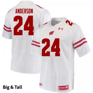 Men's Wisconsin Badgers NCAA #24 Haakon Anderson White Authentic Under Armour Big & Tall Stitched College Football Jersey XH31V60AN